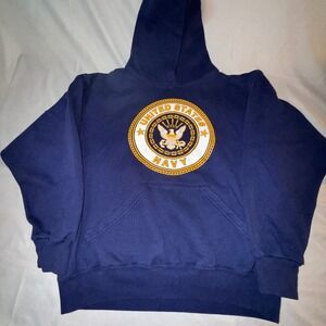 Soffe US Navy Hoodie Mens Medium Blue Good Reflective Graphic Pullover USA Made